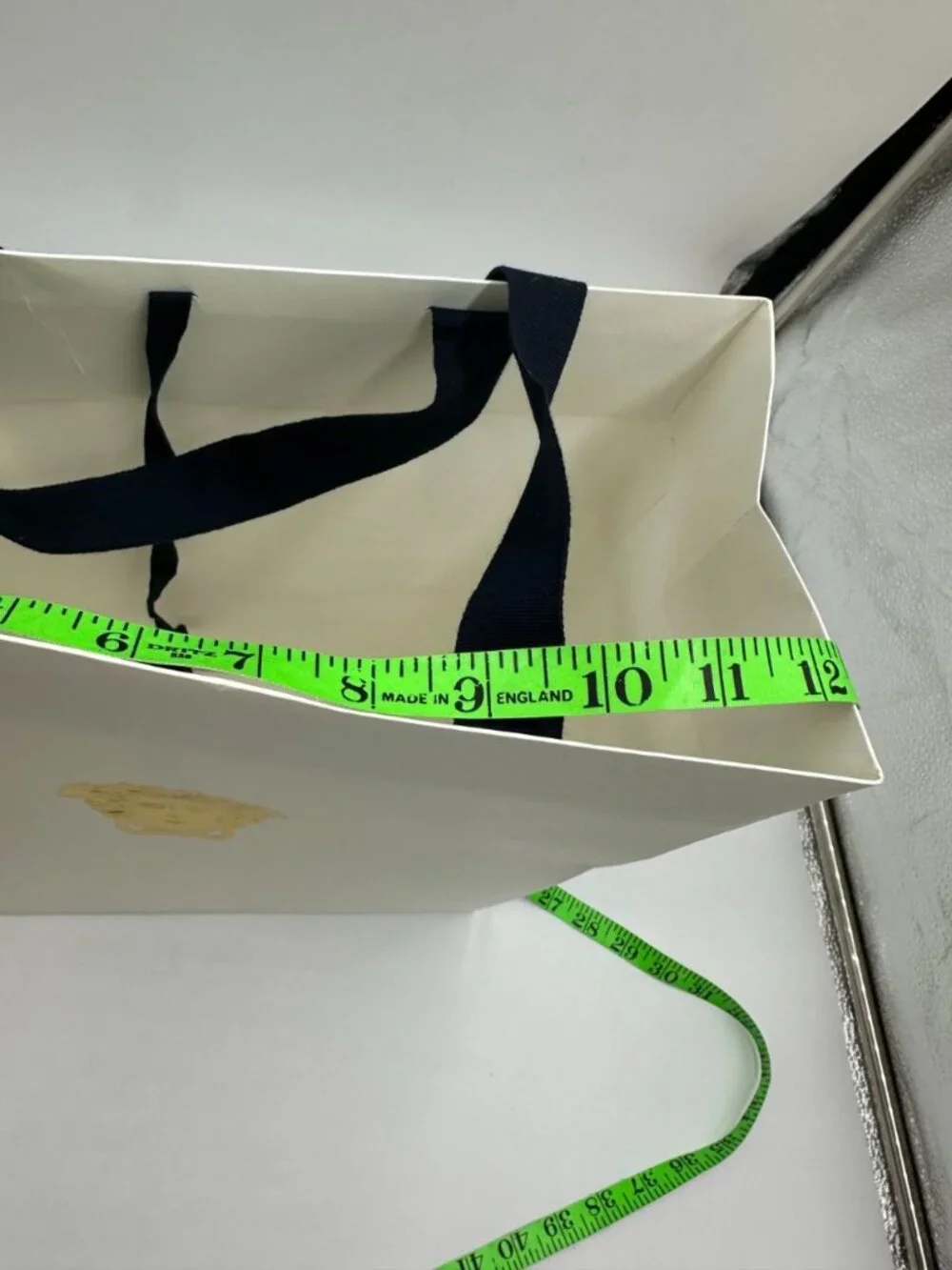 Authentic Versace Large Shopping Gift Bag White Gold Medusa Logo 14x12x6